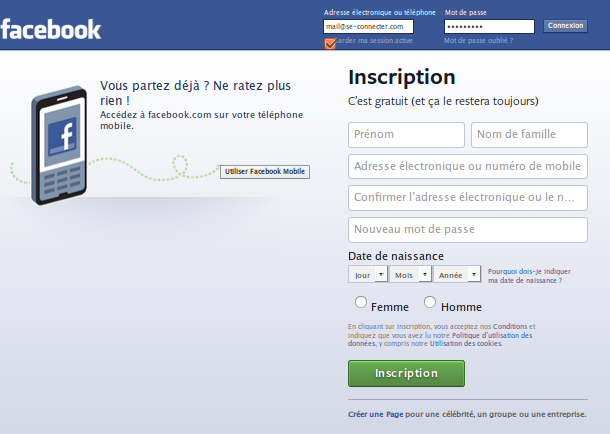 Connecter facebook me sur Facebook